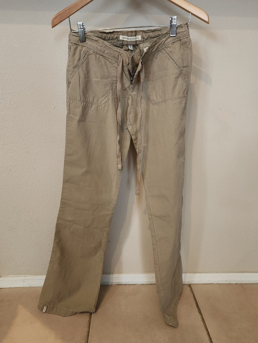 Abercrombie & Fitch Tan Drawstring Chinos